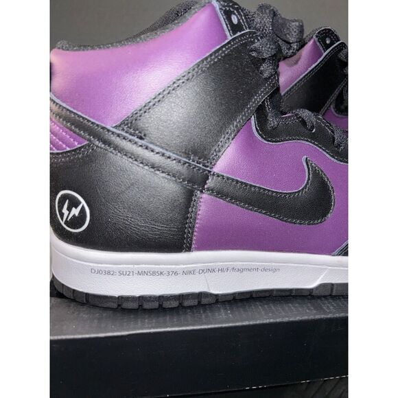 Nike Dunk High x Fragment Design DJ0382-600 Unisex M9/W10.5 Wine Black Sneakers - Picture 3 of 11